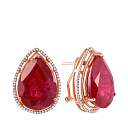 Серьги из красного золота с бриллиантами, рубинами