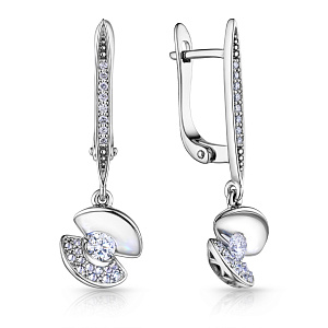 Серьги с английским замком из белого золота с бриллиантами