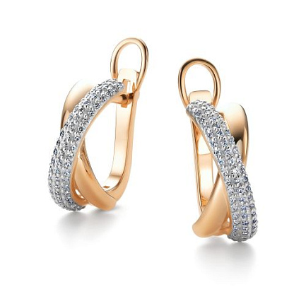 Серьги с английским замком из красного золота с бриллиантами