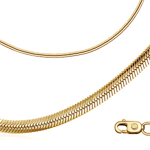 Цепь автомат из желтого золота, плетение панцирное