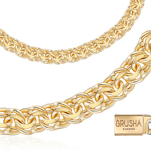 Цепь ручной работы из желтого золота, плетение бисмарк