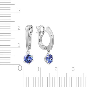 Серьги с английским замком из белого золота с танзанитом