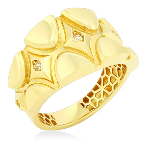 Кольцо из желтого золота с фианитом