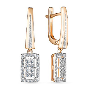 Серьги с английским замком из красного золота с бриллиантами