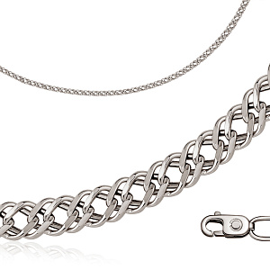 Цепь автомат из серебра, плетение двойной ромб