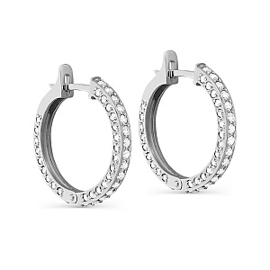 Серьги с английским замком из белого золота с бриллиантами