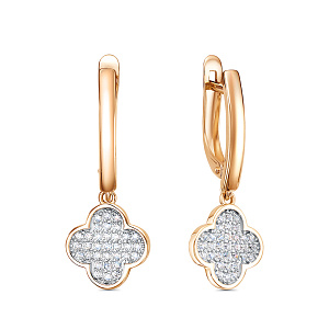 Серьги с английским замком из серебра с фианитами