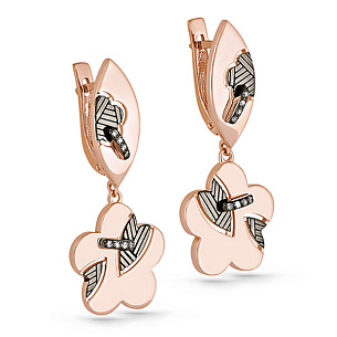 Серьги с английским замком из красного золота с бриллиантами