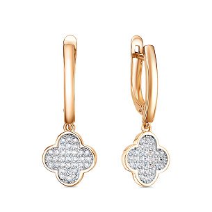 Серьги с английским замком из серебра с фианитом