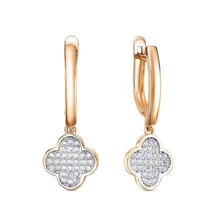 Серьги с английским замком из серебра с фианитами