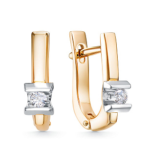 Серьги из красного золота с бриллиантом