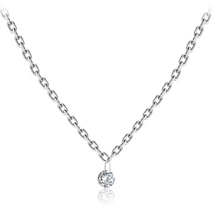 Колье из белого золота с бриллиантом, плетение якорное