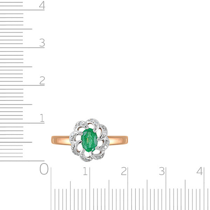 Кольцо с изумрудом и бриллиантами из золота