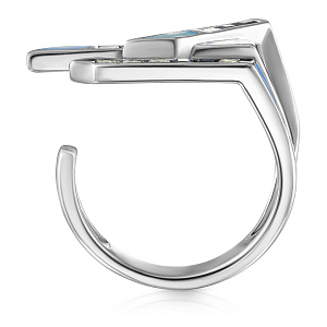 Кольцо из белого золота с бриллиантами, сапфирами