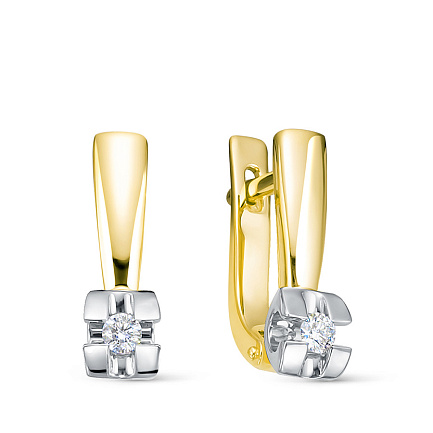 Серьги из желтого золота с бриллиантами