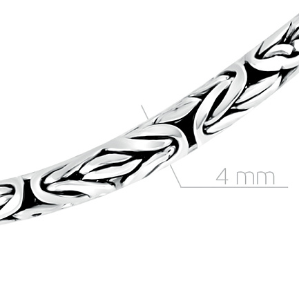 Цепь ручной работы из серебра, плетение византийское