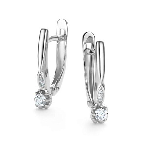 Серьги с английским замком из белого золота