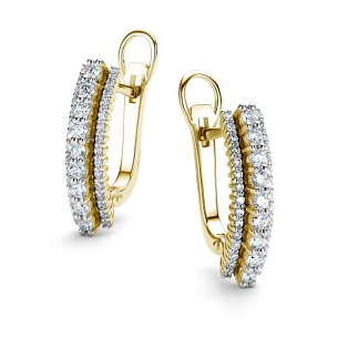 Серьги из желтого золота с бриллиантом