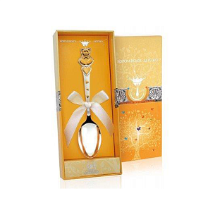 Ложка детская из серебра  Мишка с сердечками 