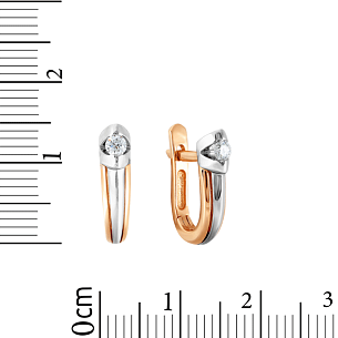 Серьги с английским замком из красного золота с бриллиантом