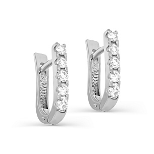 Серьги с английским замком из белого золота с бриллиантом