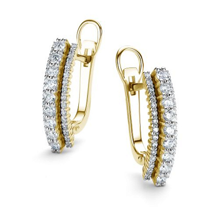 Серьги из желтого золота с бриллиантами