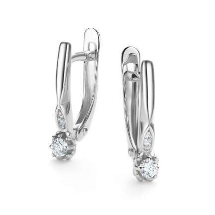 Серьги с английским замком из белого золота