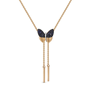 Колье из красного золота с бриллиантами, сапфирами