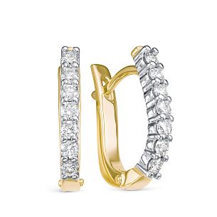 Серьги из желтого золота с бриллиантом