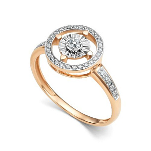 Кольцо из красного золота с бриллиантом