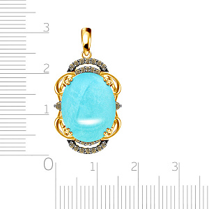Подвеска из желтого золота с бриллиантами, бирюзой
