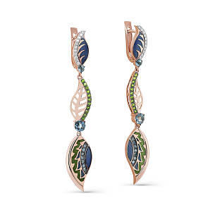 Серьги с английским замком из красного золота с бриллиантом