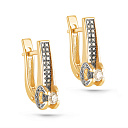 Серьги с английским замком из желтого золота с бриллиантами