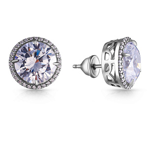 Пусеты из серебра с фианитом