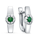 Серьги с английским замком из серебра с изумрудами