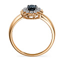 Кольцо из красного золота с бриллиантами, сапфиром