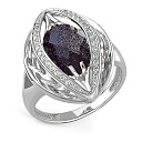 Кольцо из серебра с авантюрином, фианитами