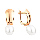 Серьги с английским замком из красного золота с жемчугом