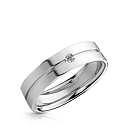 Кольцо обручальное из белого золота с бриллиантом