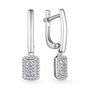 Серьги с английским замком из белого золота с бриллиантами