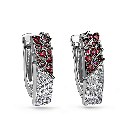 Серьги с английским замком из серебра с фианитами