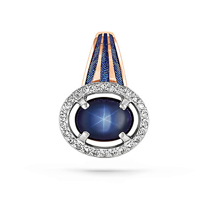 Подвеска из красного золота с бриллиантами, сапфиром