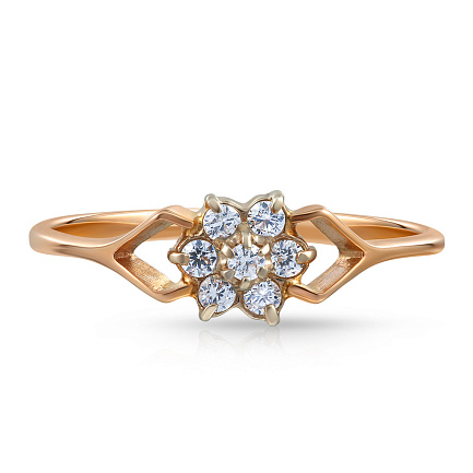 Кольцо из красного золота с фианитом