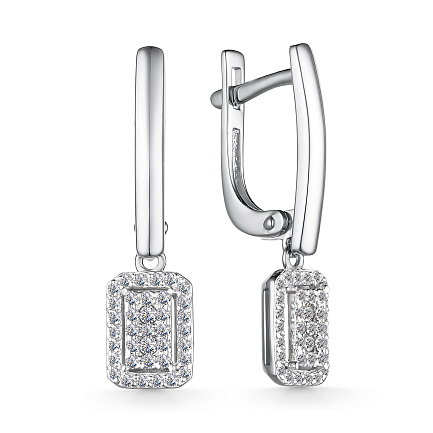 Серьги с английским замком из белого золота с бриллиантами