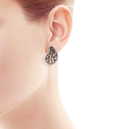 Серьги с французским замком из желтого золота с бриллиантами