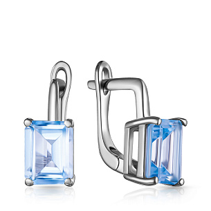 Серьги с английским замком из серебра с шпинелью