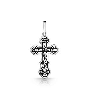 Крест ручной работы из серебра с эмалью