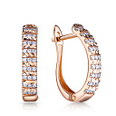 Серьги с английским замком из красного золота с фианитом