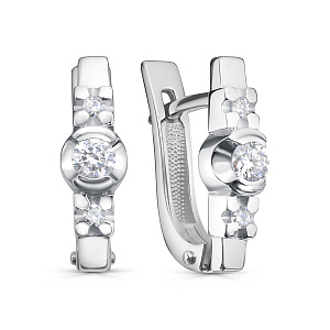 Серьги с английским замком из белого золота с бриллиантами