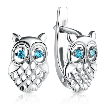 Серьги детские из серебра с фианитом